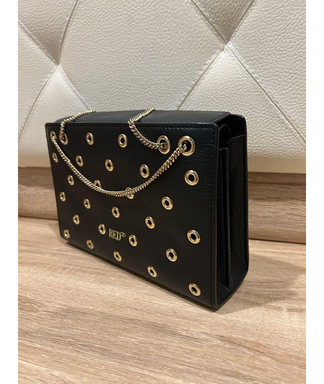 RED VALENTINO Черная кожаная сумка с короткими ручками, фото 2