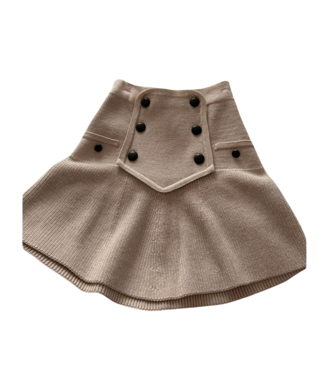 ISABEL MARANT Бежевая шерстяная юбка мини, фото 1