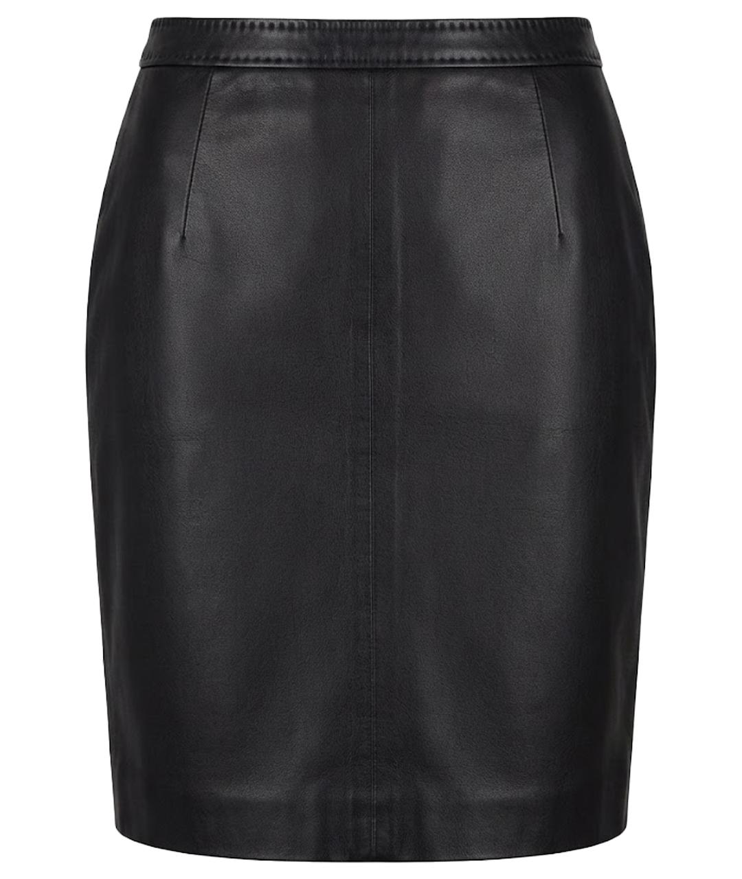 DOLCE&GABBANA Черная кожаная юбка мини, фото 1