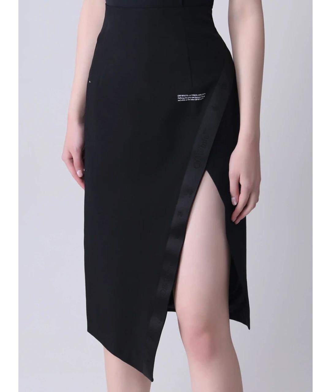 OFF-WHITE Черная вискозная юбка миди, фото 6