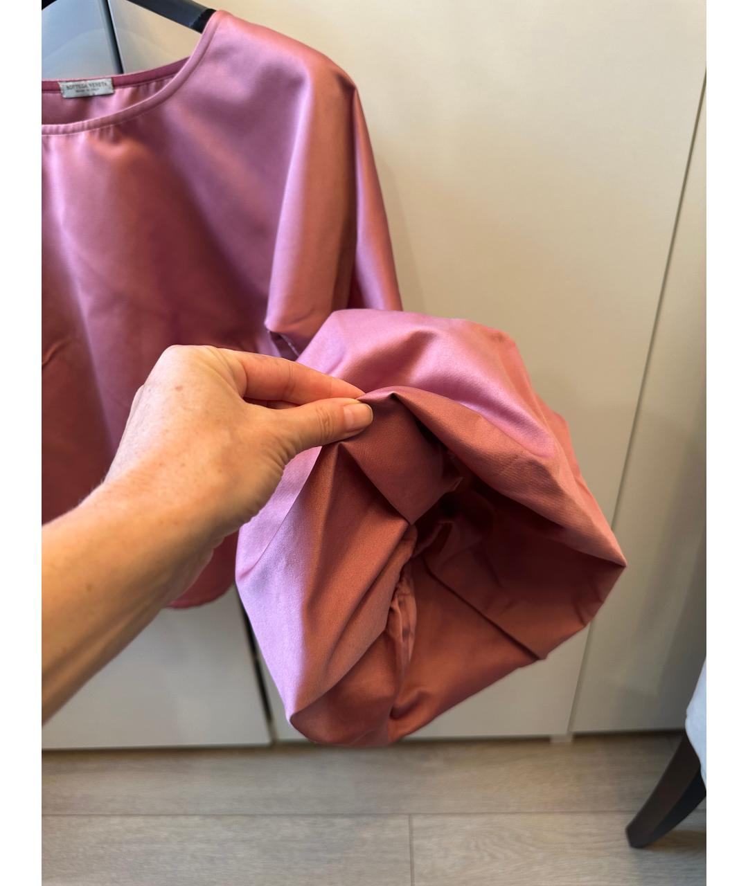 BOTTEGA VENETA Розовая атласная блузы, фото 3