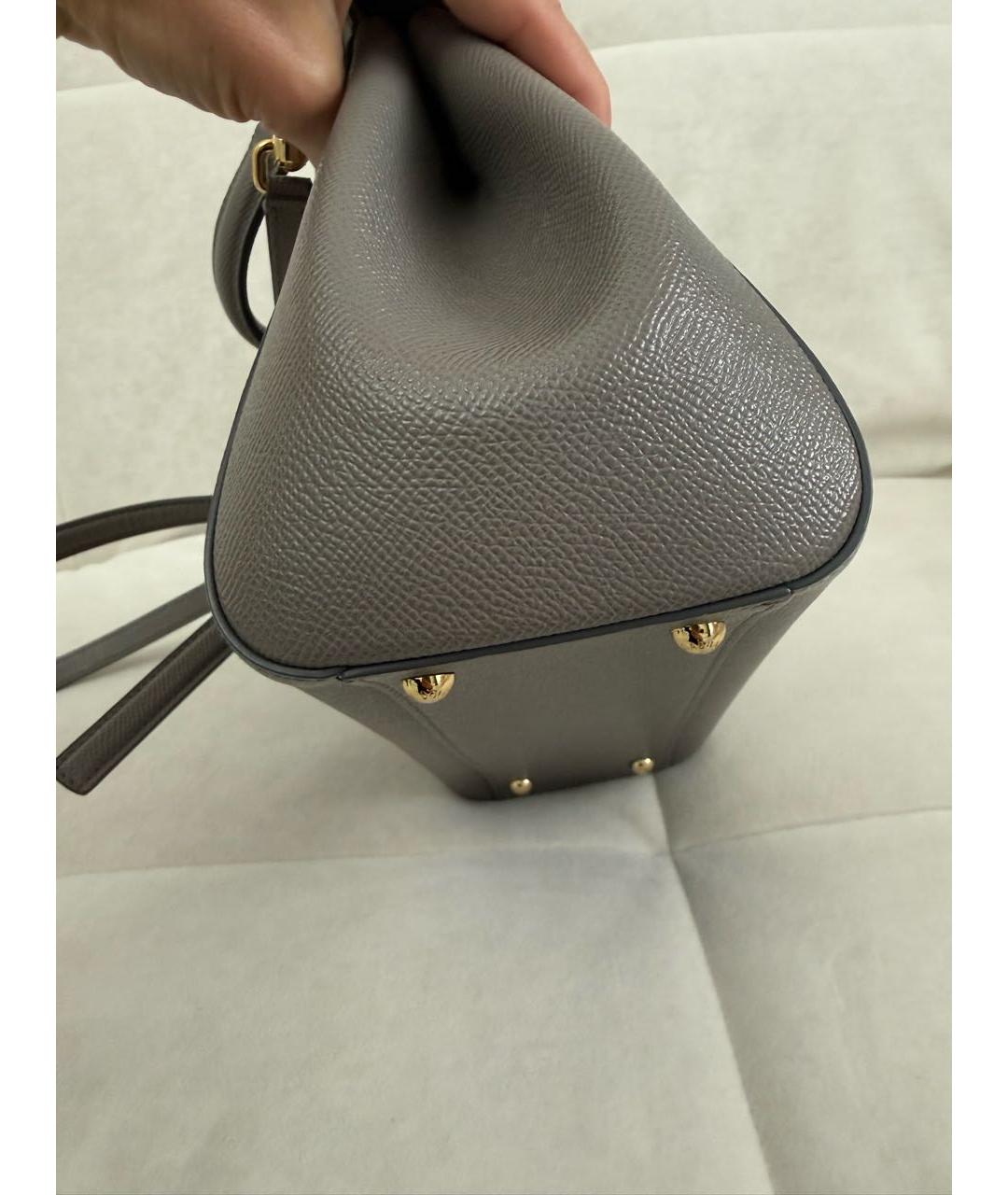DOLCE&GABBANA Серая кожаная сумка с короткими ручками, фото 5