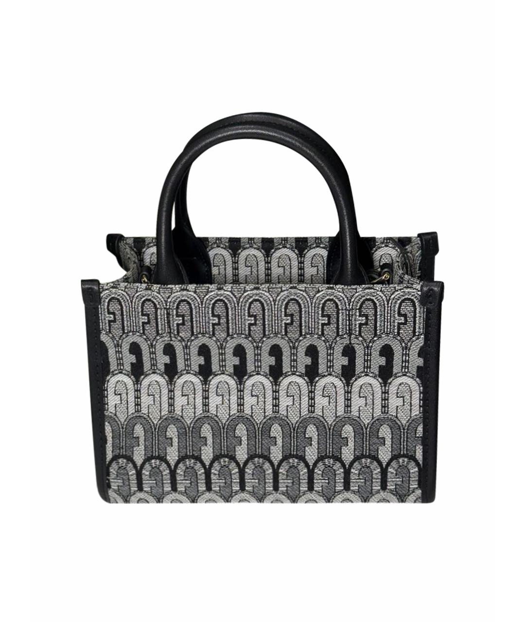 FURLA Антрацитовая жаккардовая сумка с короткими ручками, фото 1