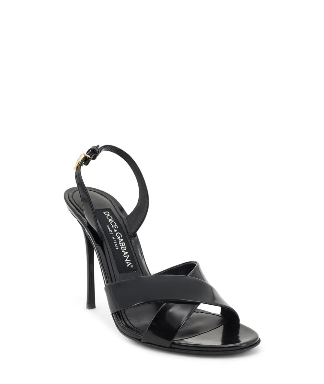 DOLCE&GABBANA Черные кожаные босоножки, фото 2