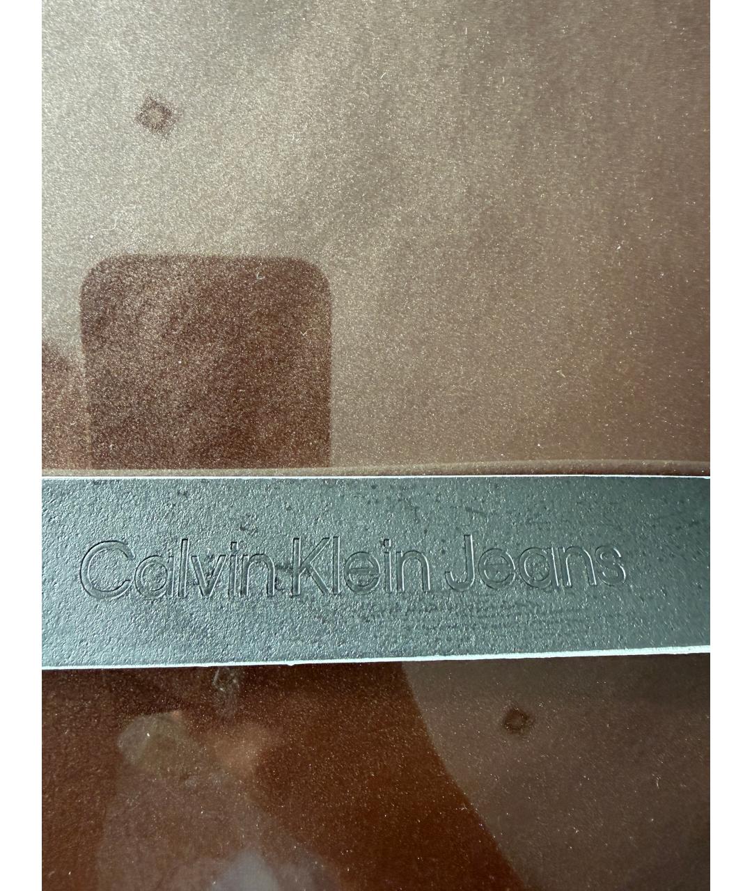 CALVIN KLEIN Белый кожаный ремень, фото 2