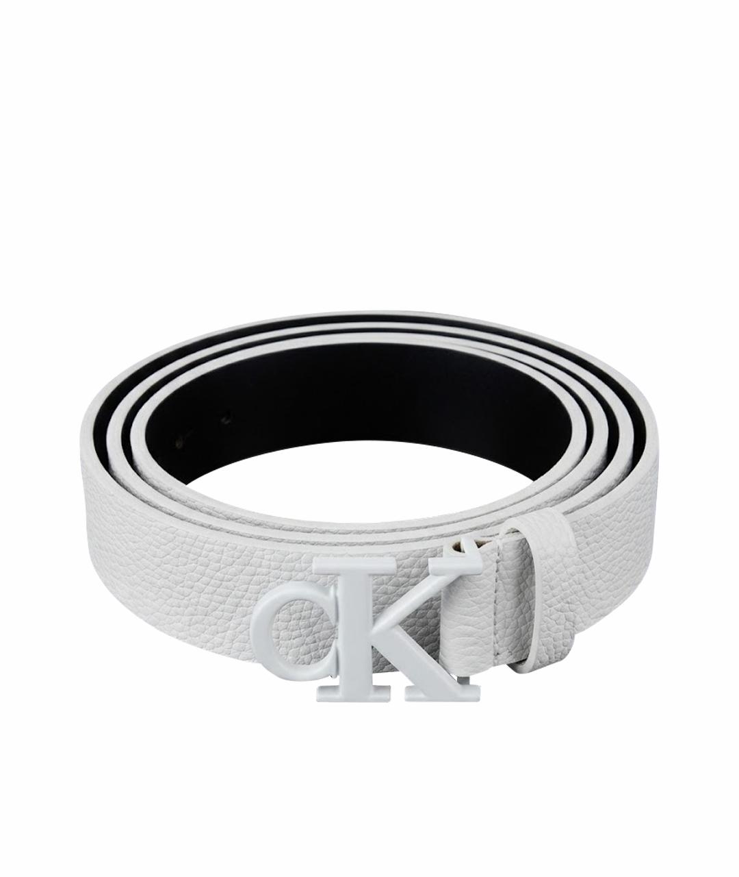CALVIN KLEIN Белый кожаный ремень, фото 1
