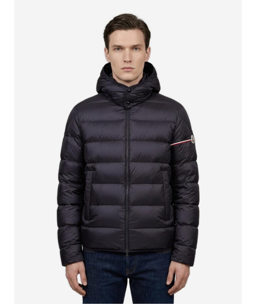 MONCLER Темно-синий полиамидовый пуховик, фото 2