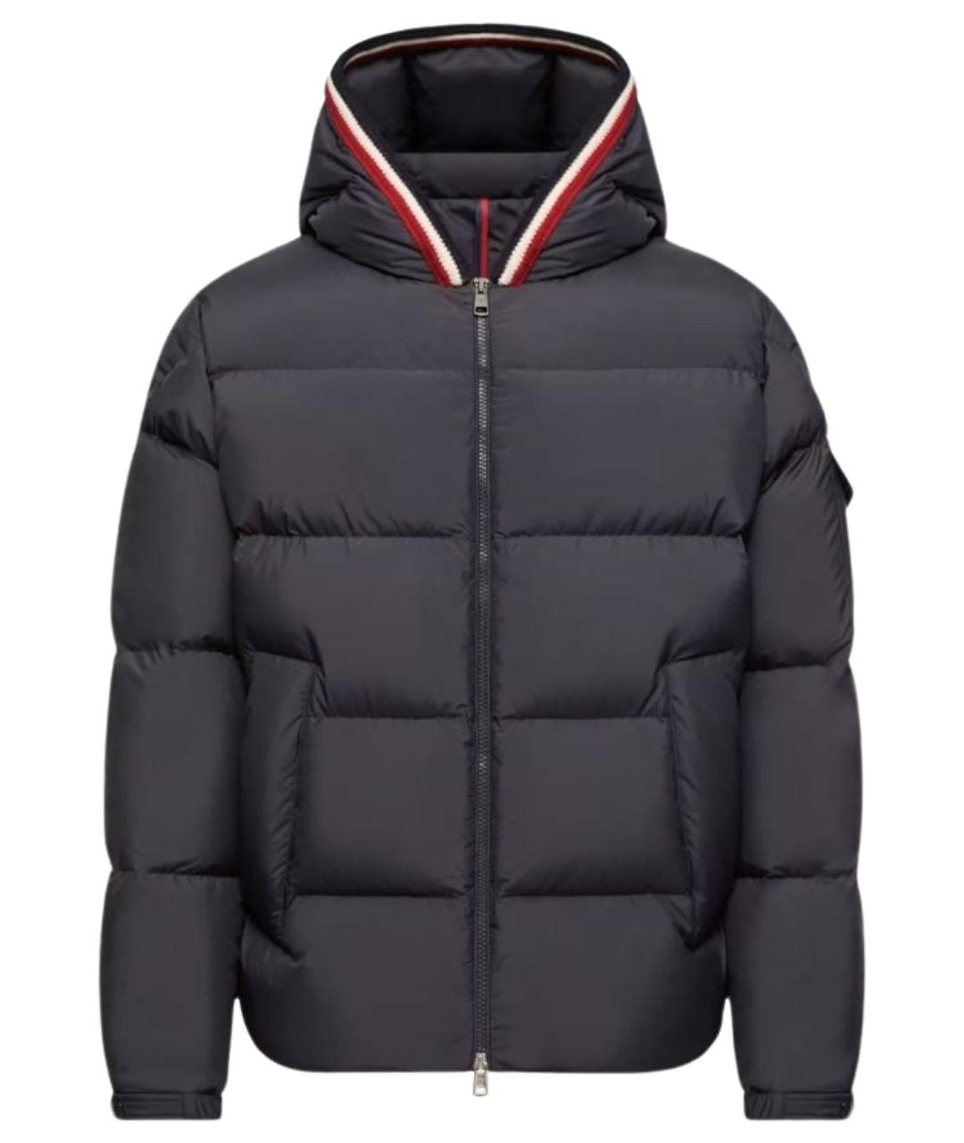 MONCLER Темно-синий полиэстеровый пуховик, фото 1