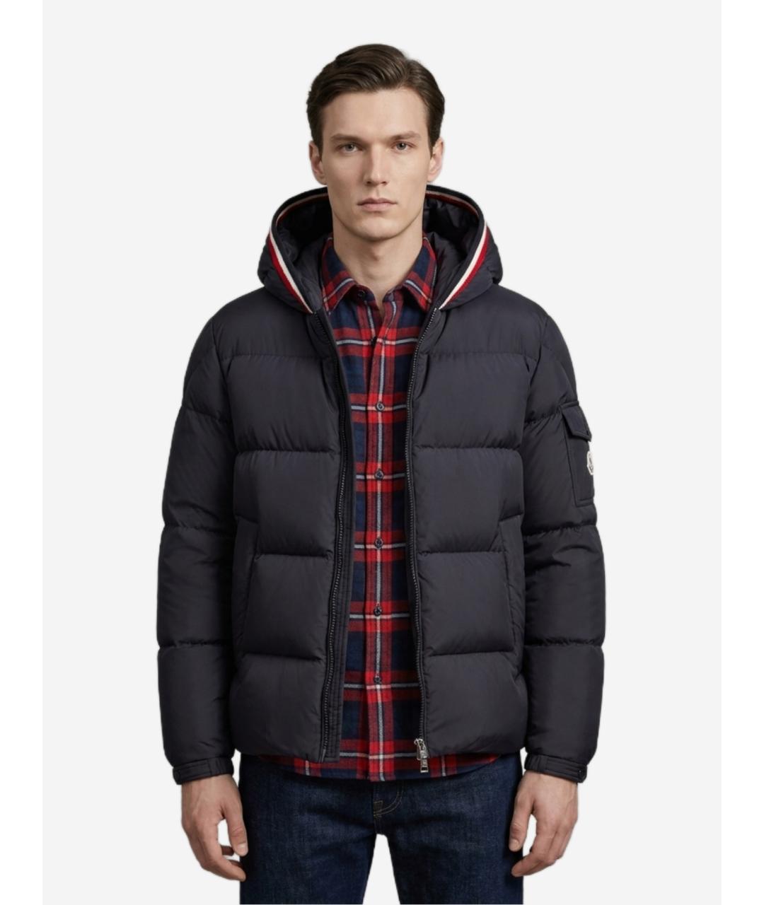 MONCLER Темно-синий полиэстеровый пуховик, фото 2