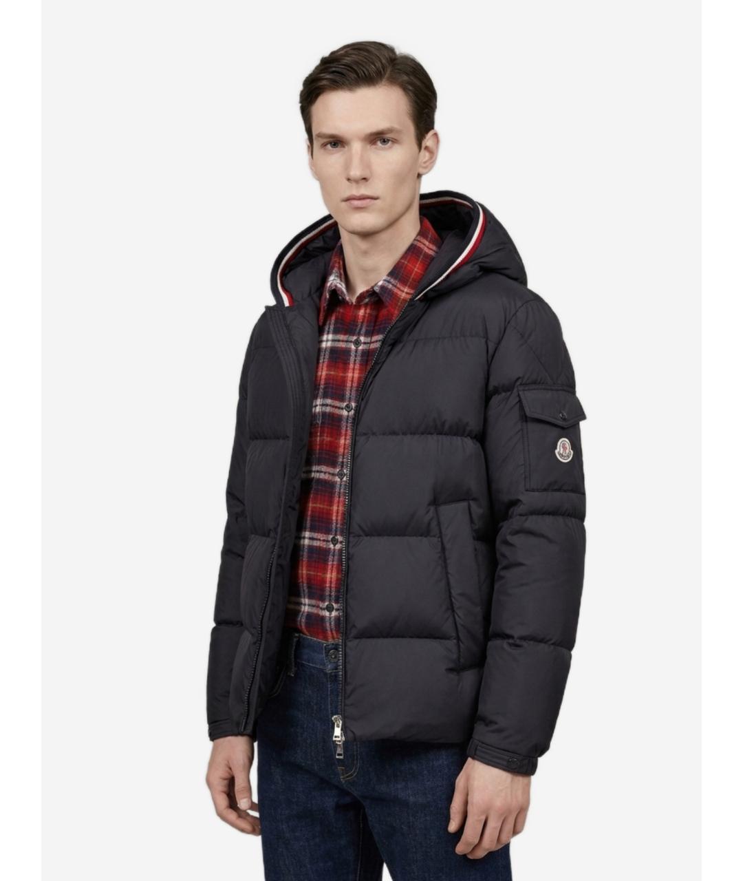 MONCLER Темно-синий полиэстеровый пуховик, фото 3