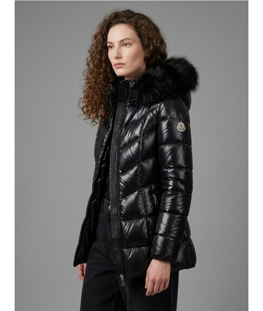 MONCLER Черный полиамидовый пуховик, фото 2