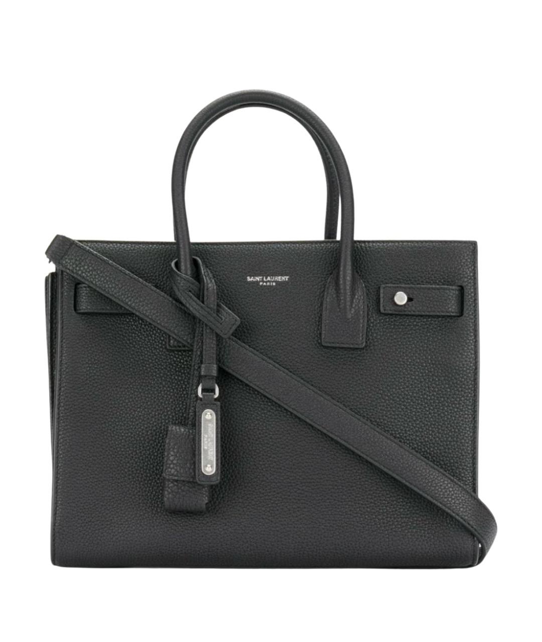 SAINT LAURENT Черная кожаная сумка тоут, фото 1