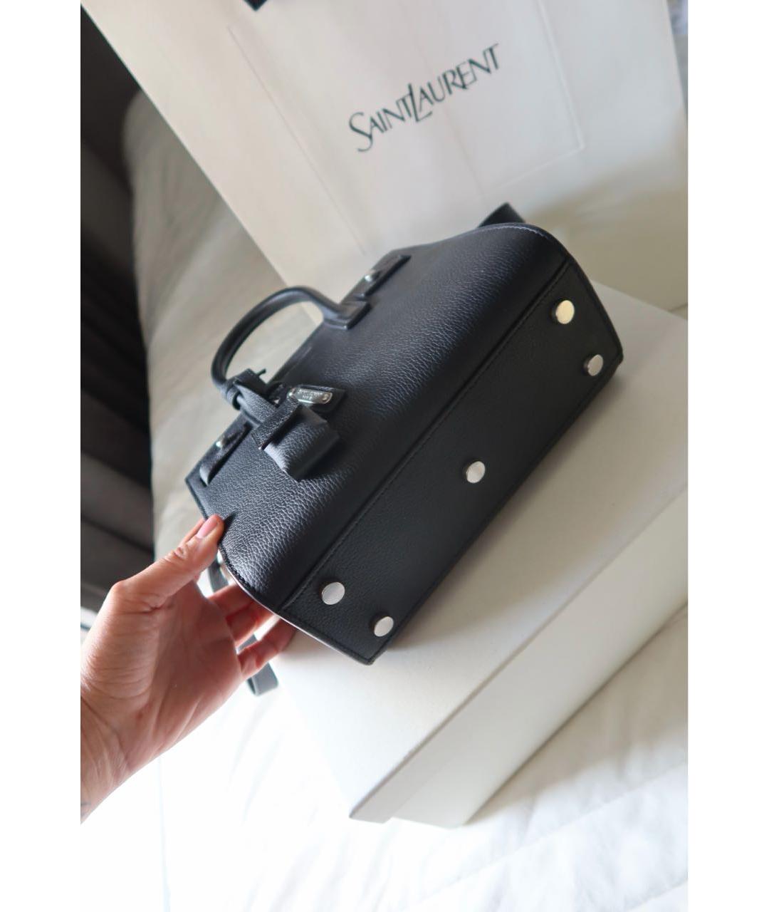 SAINT LAURENT Черная кожаная сумка тоут, фото 4