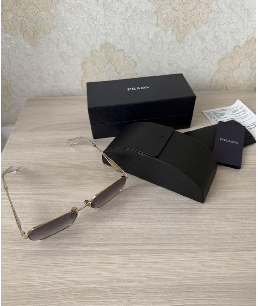 PRADA Золотые металлические солнцезащитные очки, фото 4