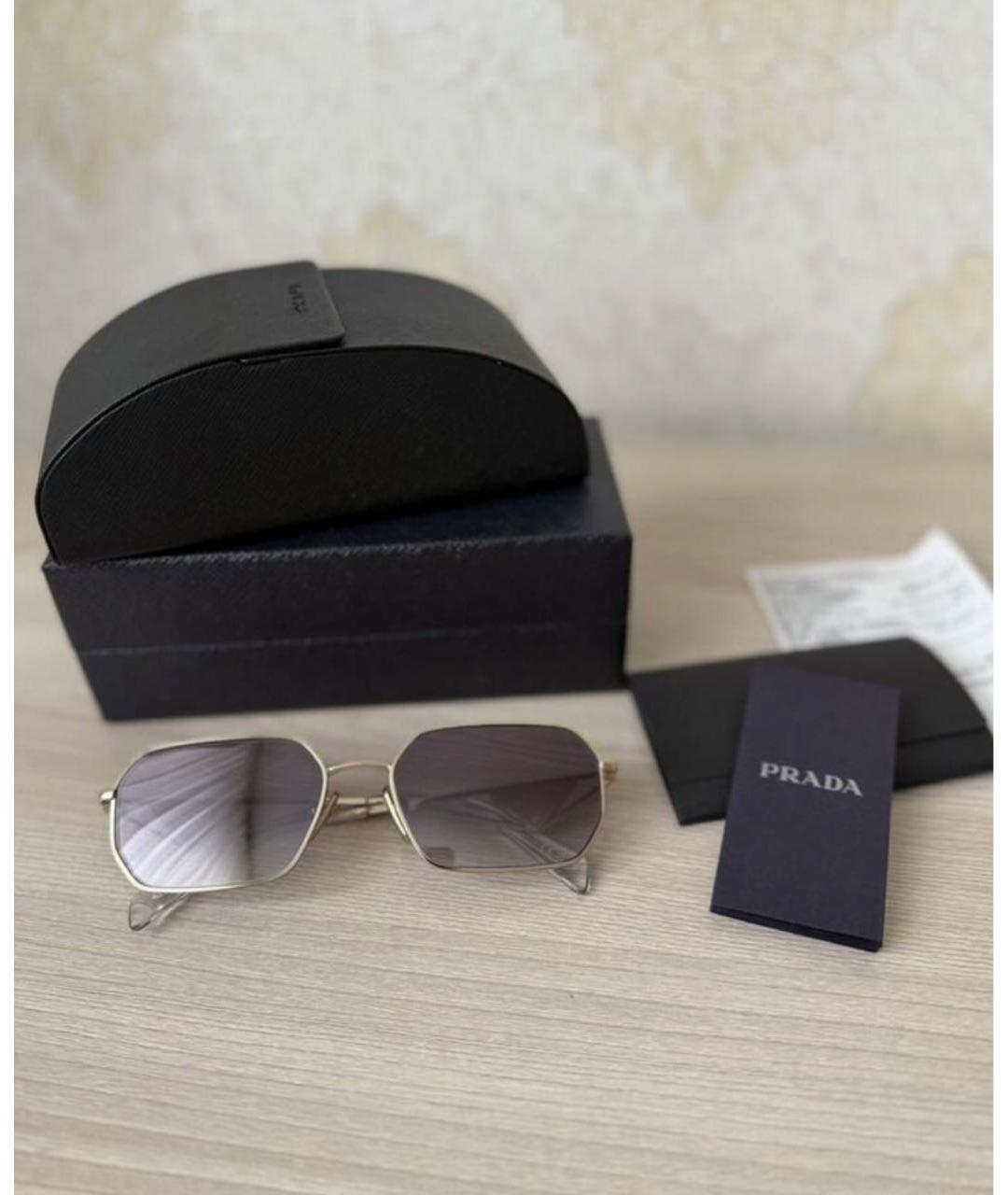 PRADA Золотые металлические солнцезащитные очки, фото 9