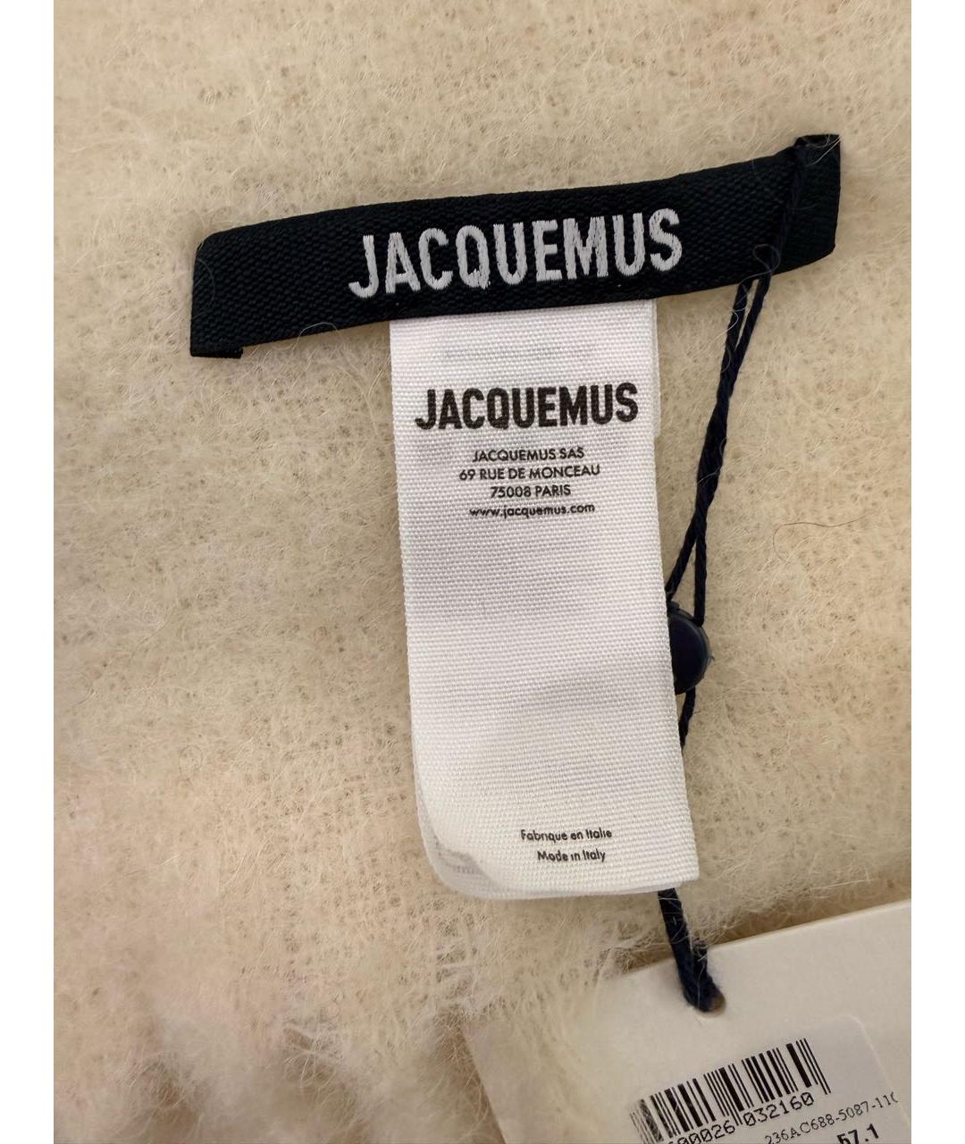 JACQUEMUS Бежевый шерстяной шарф, фото 5