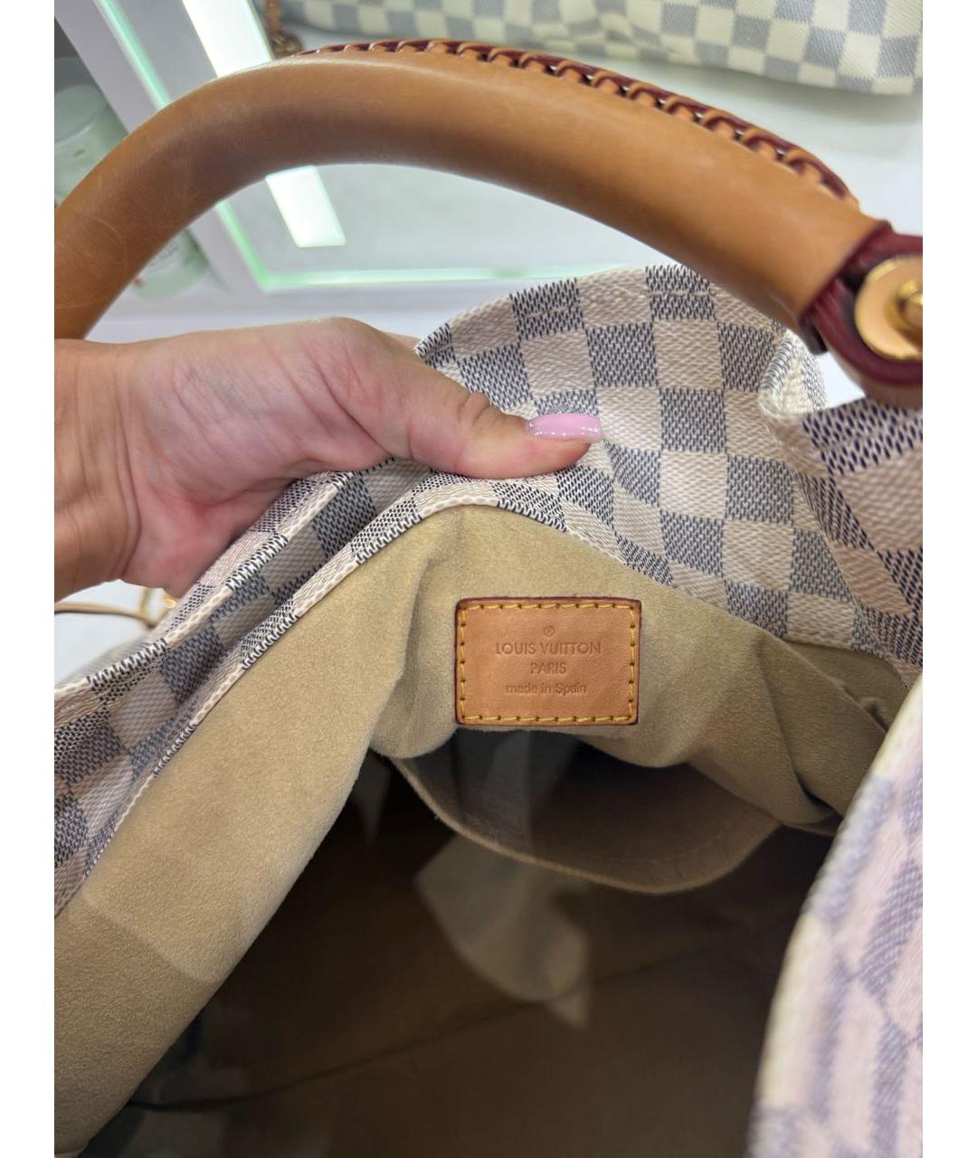 LOUIS VUITTON Белая сумка с короткими ручками из канвы, фото 5