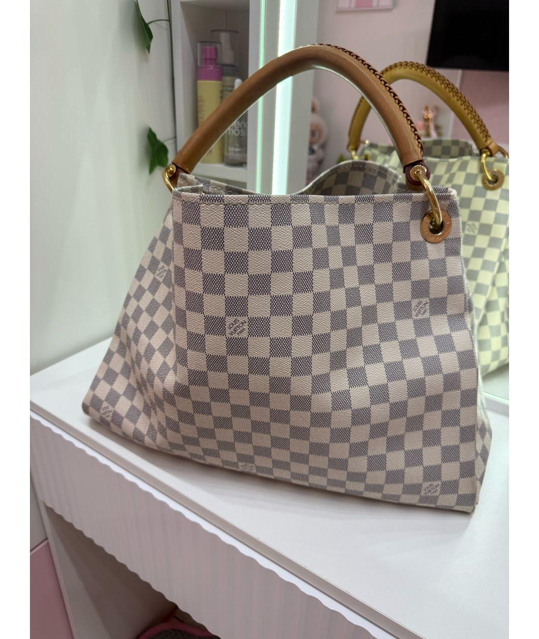 LOUIS VUITTON Белая сумка с короткими ручками из канвы, фото 2
