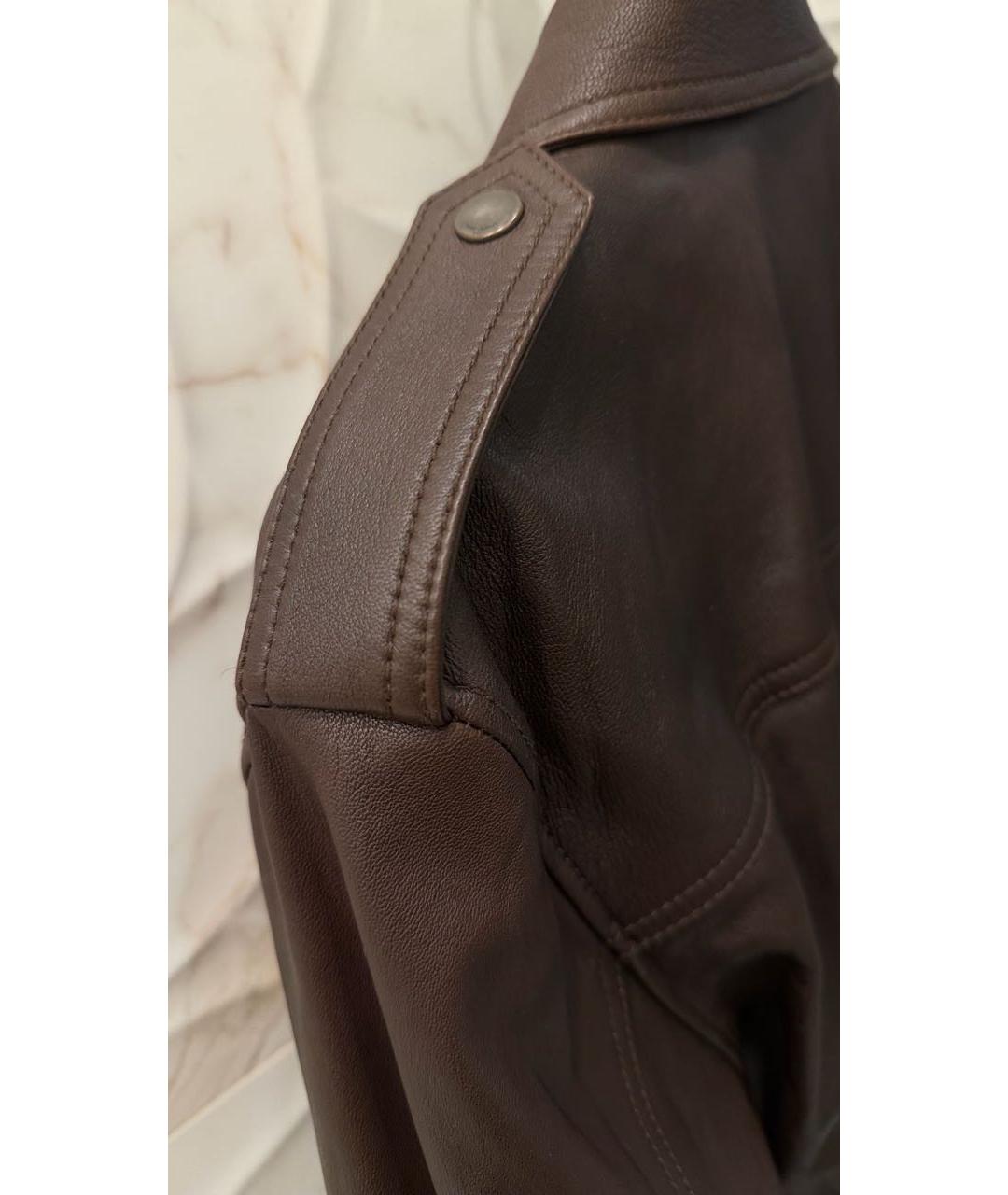 SAINT LAURENT Коричневая кожаная куртка, фото 6
