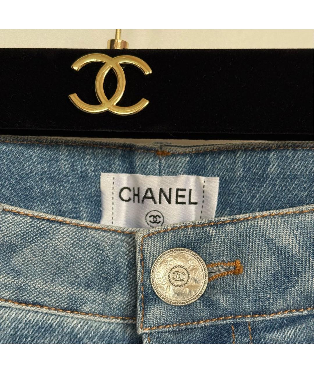CHANEL Голубые хлопковые прямые джинсы, фото 3