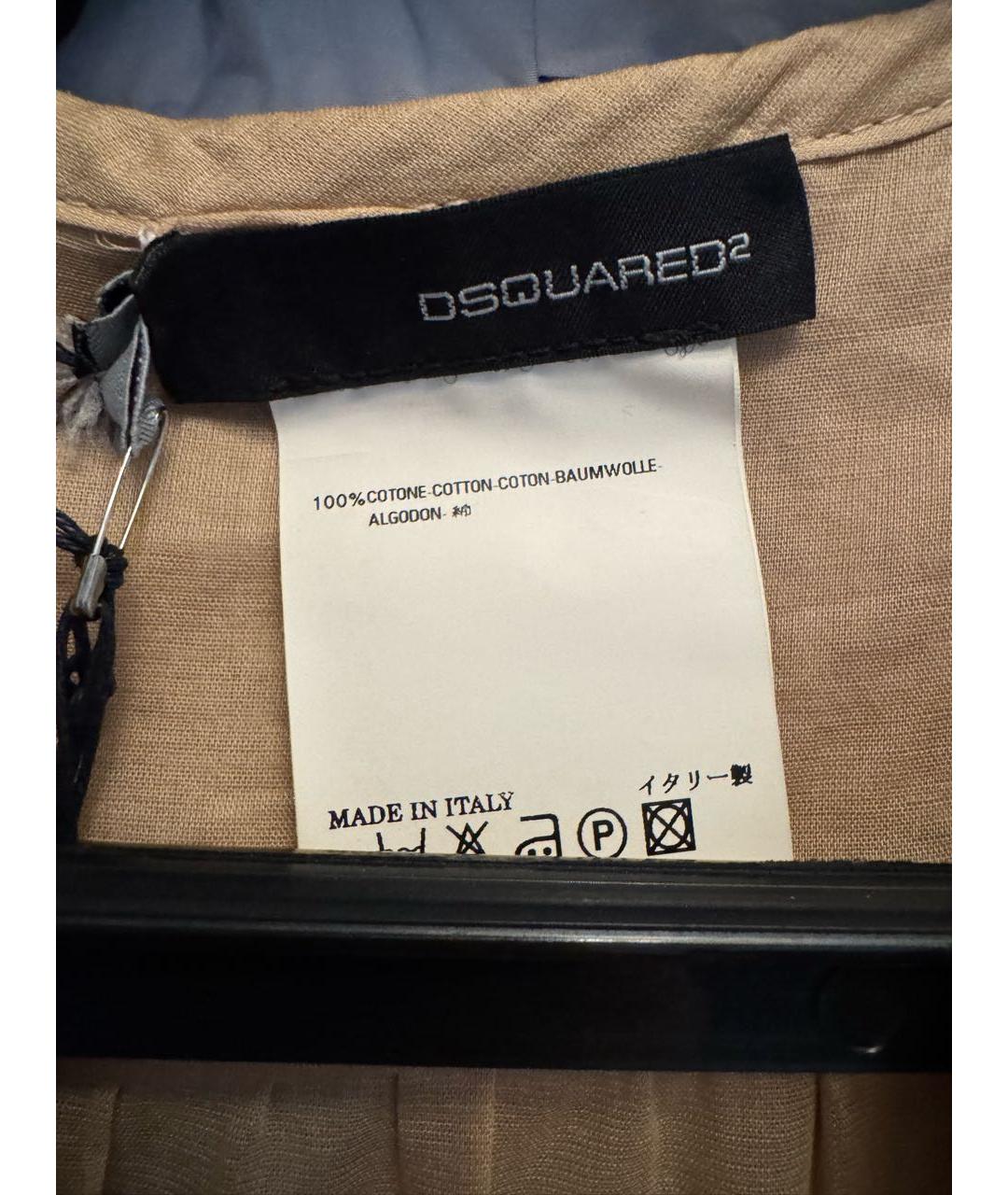 DSQUARED2 Бежевое хлопковое повседневное платье, фото 4