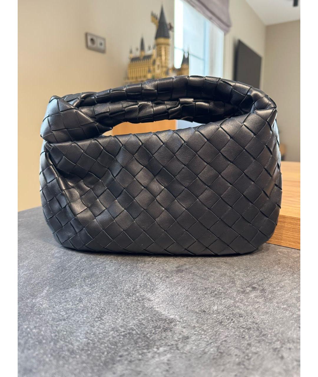 BOTTEGA VENETA Черная кожаная сумка с короткими ручками, фото 9