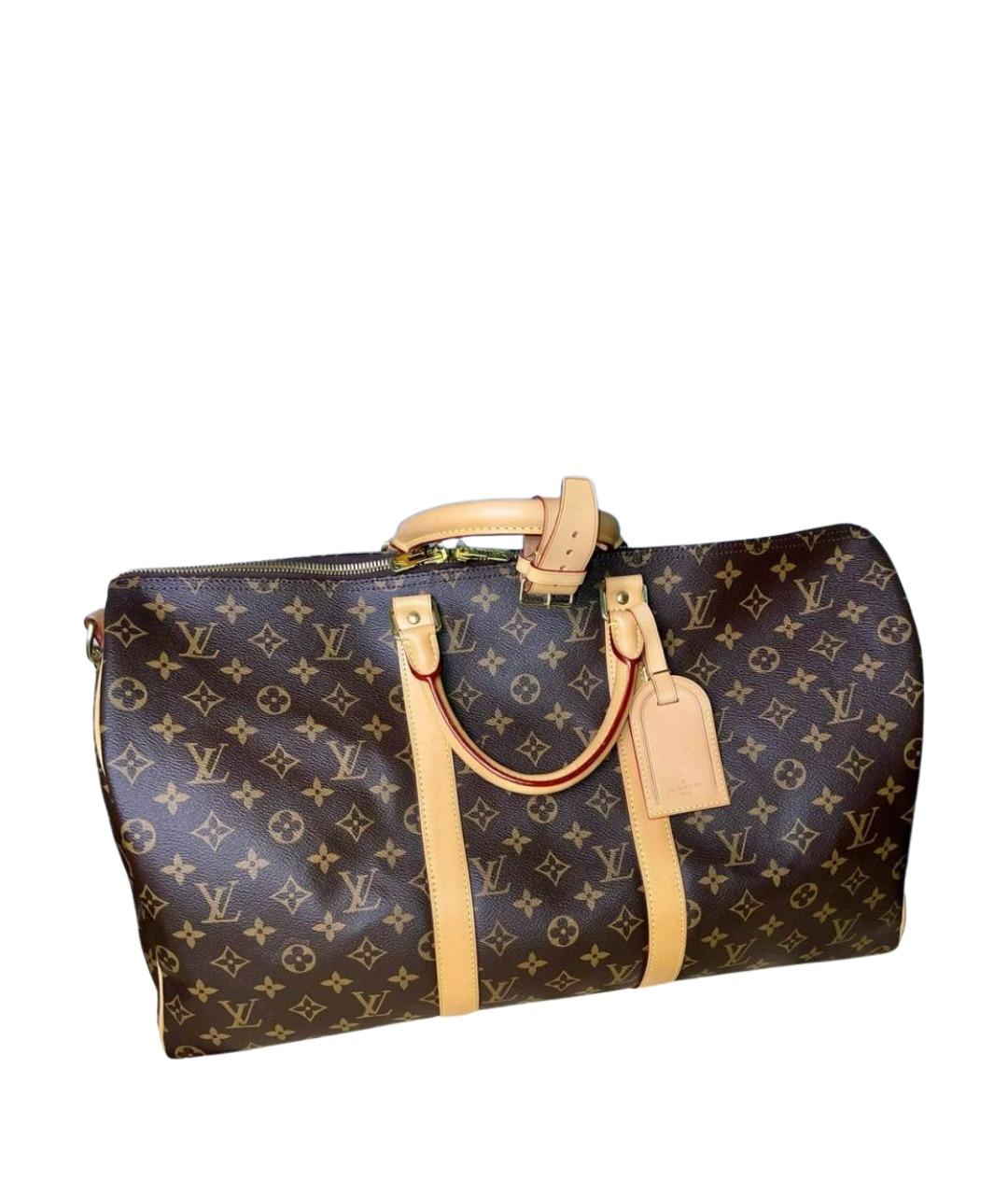 LOUIS VUITTON Коричневая дорожная/спортивная сумка из канвы, фото 1