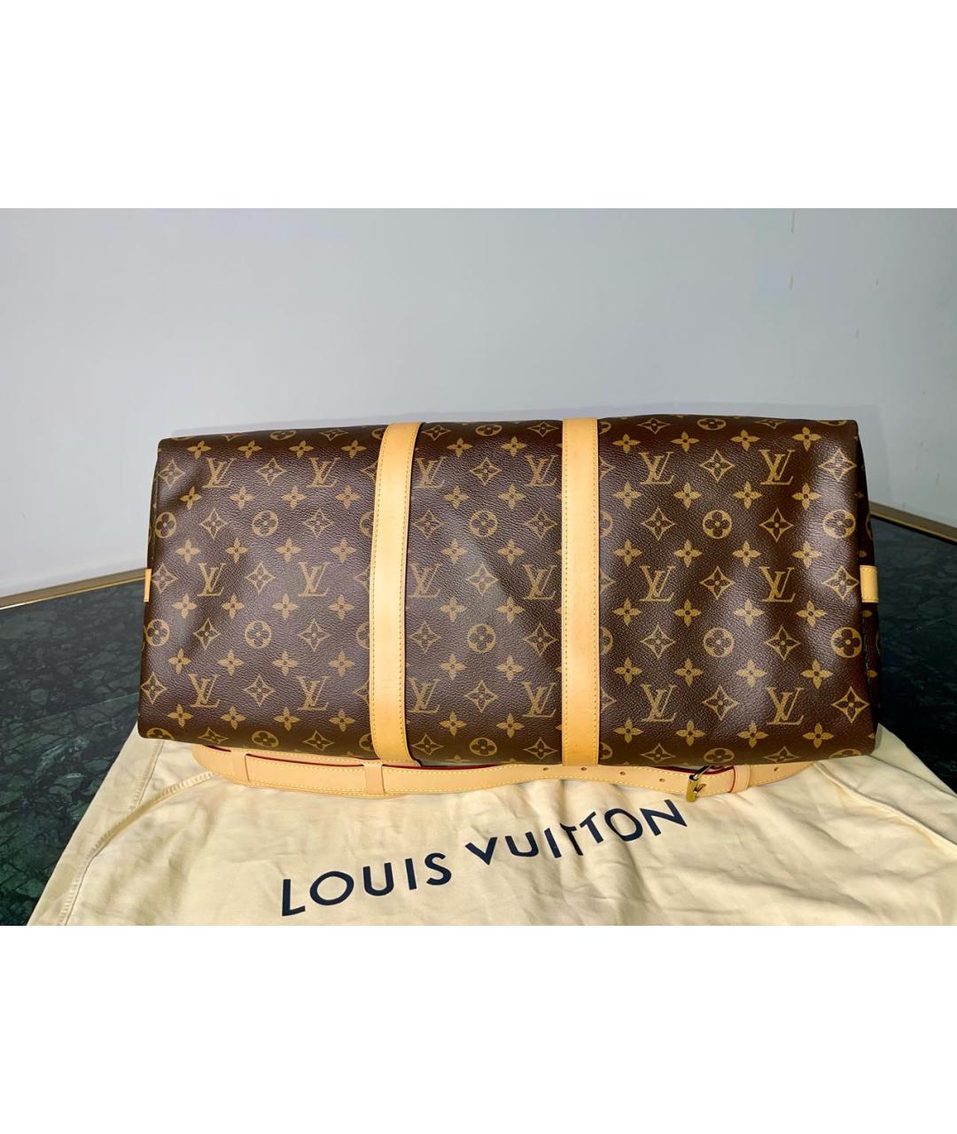 LOUIS VUITTON Коричневая дорожная/спортивная сумка из канвы, фото 6
