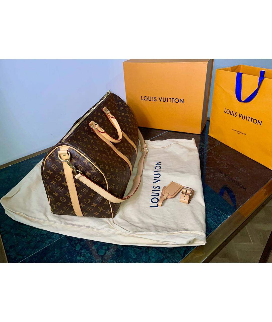 LOUIS VUITTON Коричневая дорожная/спортивная сумка из канвы, фото 2