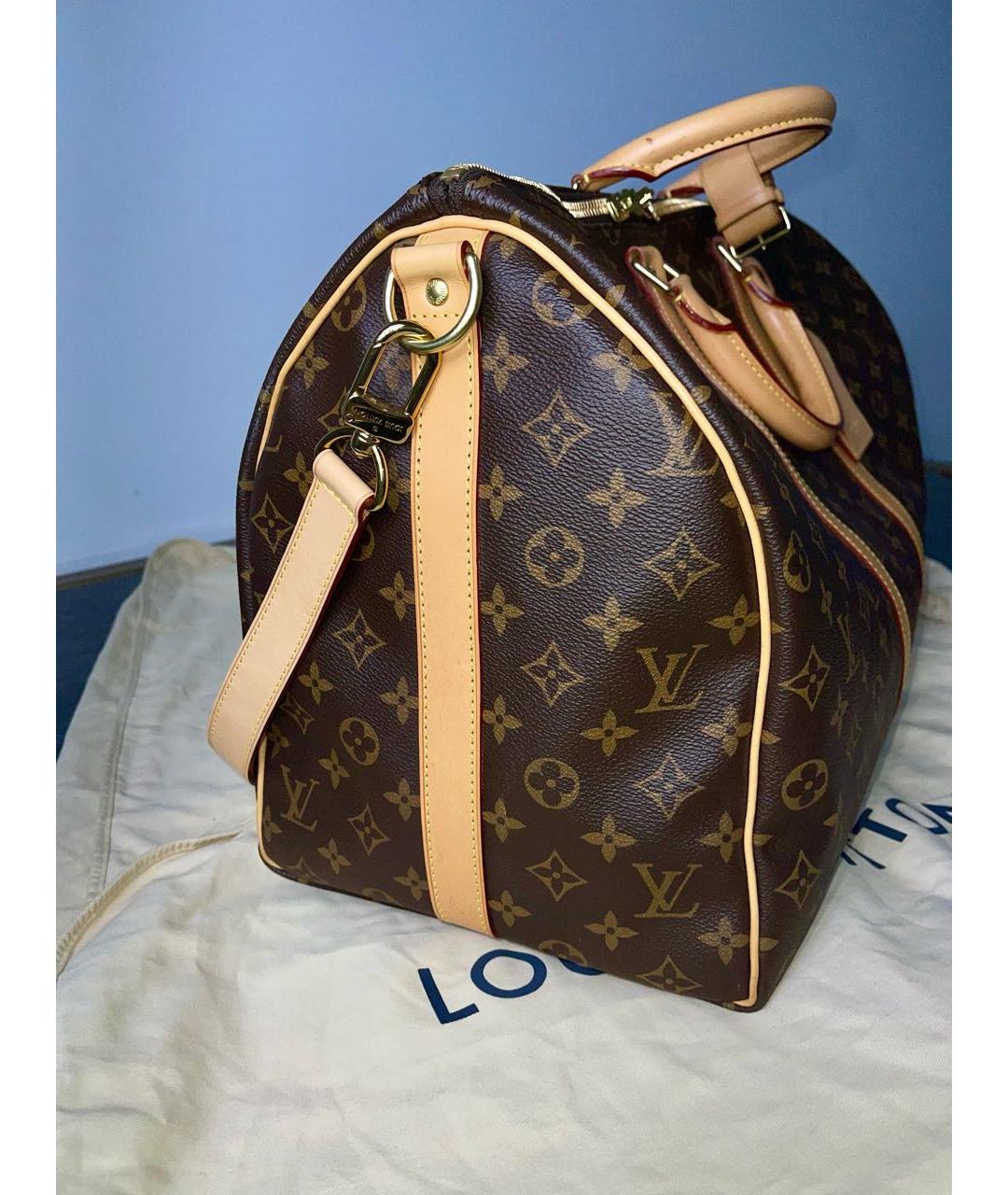 LOUIS VUITTON Коричневая дорожная/спортивная сумка из канвы, фото 7