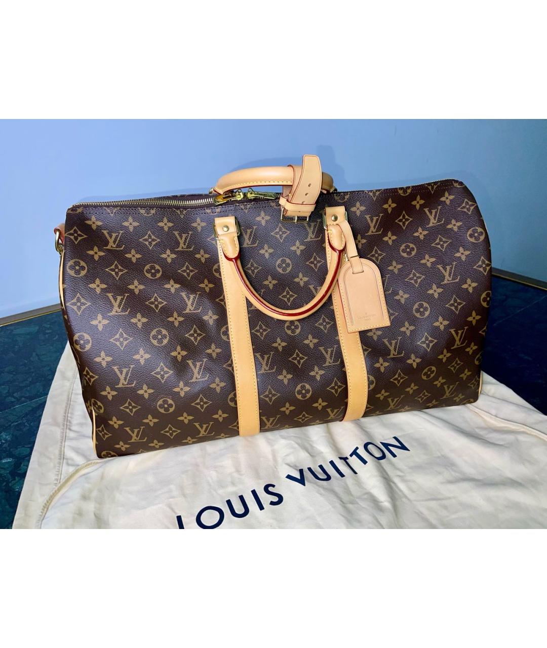 LOUIS VUITTON Коричневая дорожная/спортивная сумка из канвы, фото 8