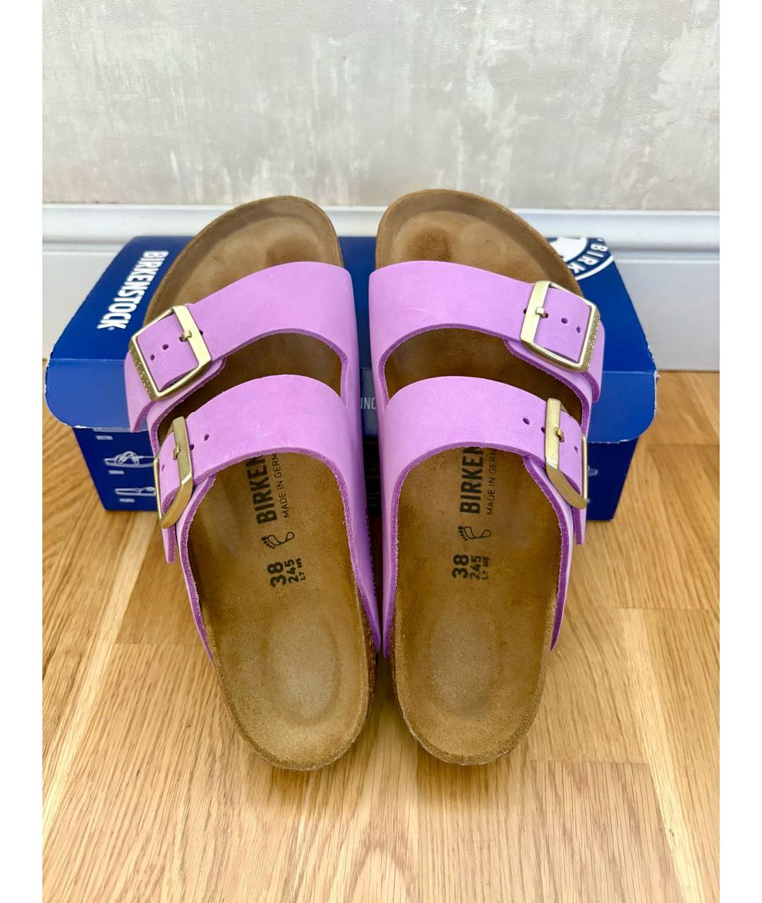 BIRKENSTOCK Фиолетовые нубуковые сандалии, фото 2