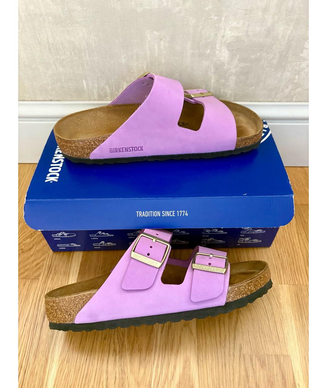 BIRKENSTOCK Фиолетовые нубуковые сандалии, фото 8