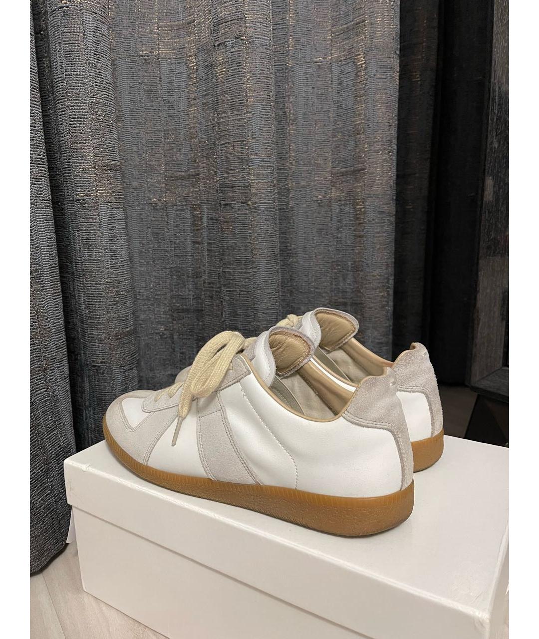 MAISON MARGIELA Белые кожаные низкие кроссовки / кеды, фото 6