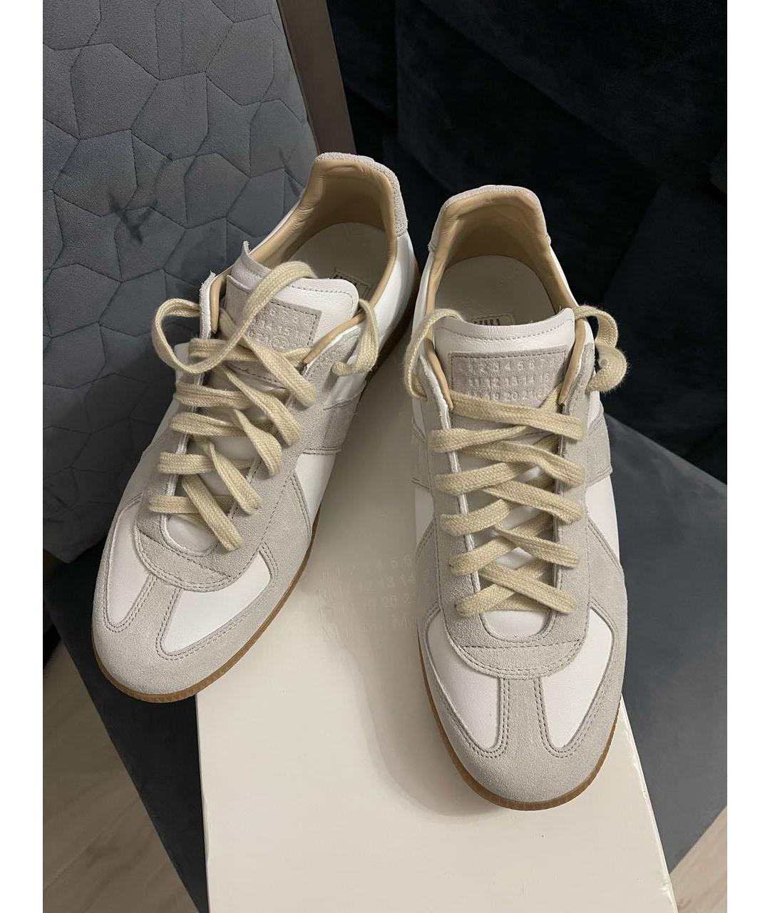 MAISON MARGIELA Белые кожаные низкие кроссовки / кеды, фото 4