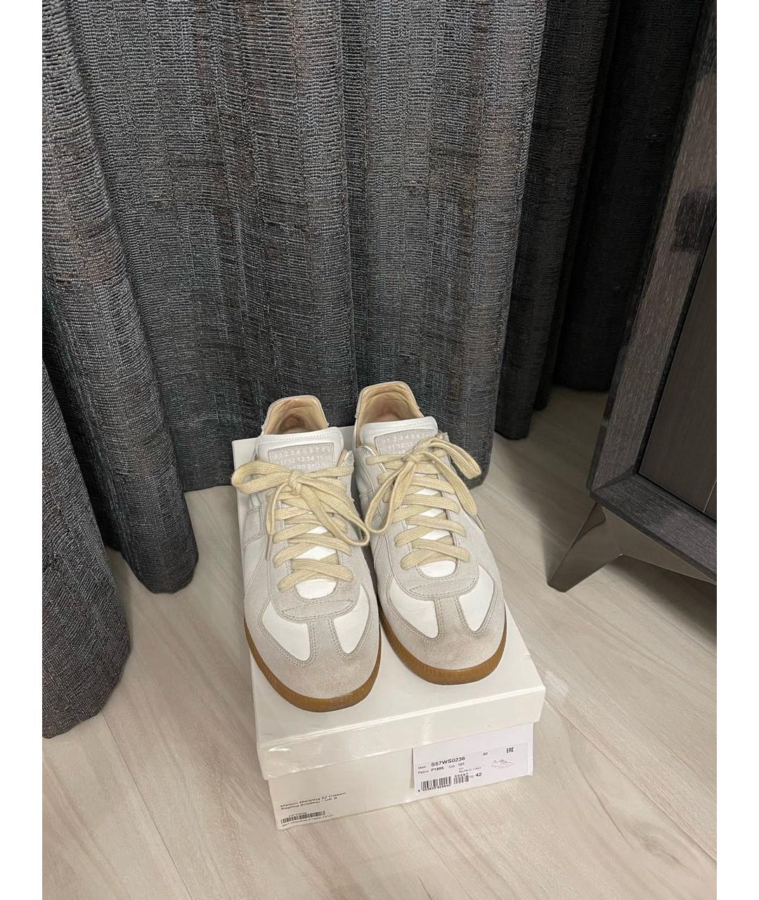 MAISON MARGIELA Белые кожаные низкие кроссовки / кеды, фото 2
