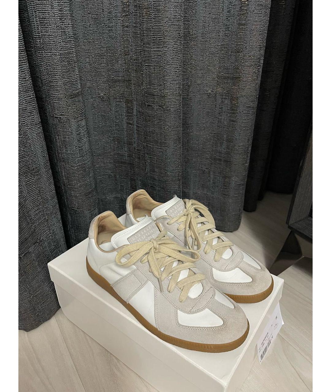 MAISON MARGIELA Белые кожаные низкие кроссовки / кеды, фото 7