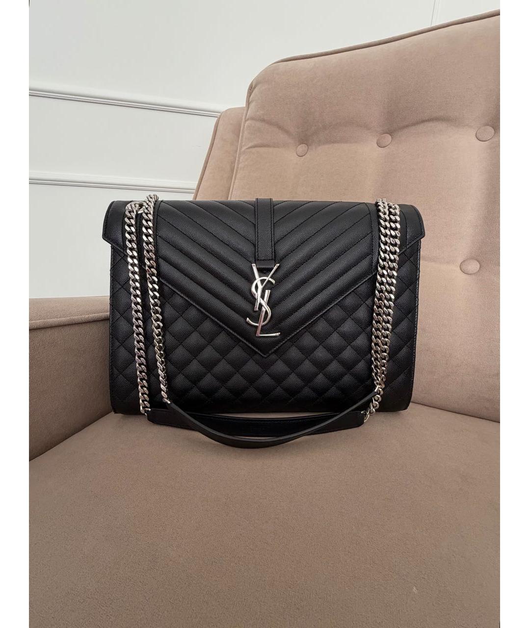 SAINT LAURENT Черная кожаная сумка через плечо, фото 9