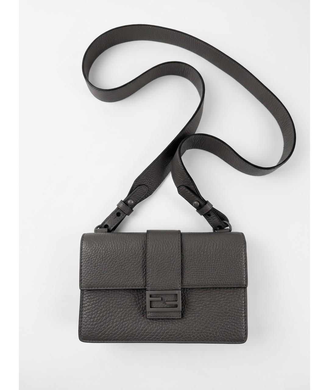 FENDI Антрацитовая кожаная поясная сумка, фото 9