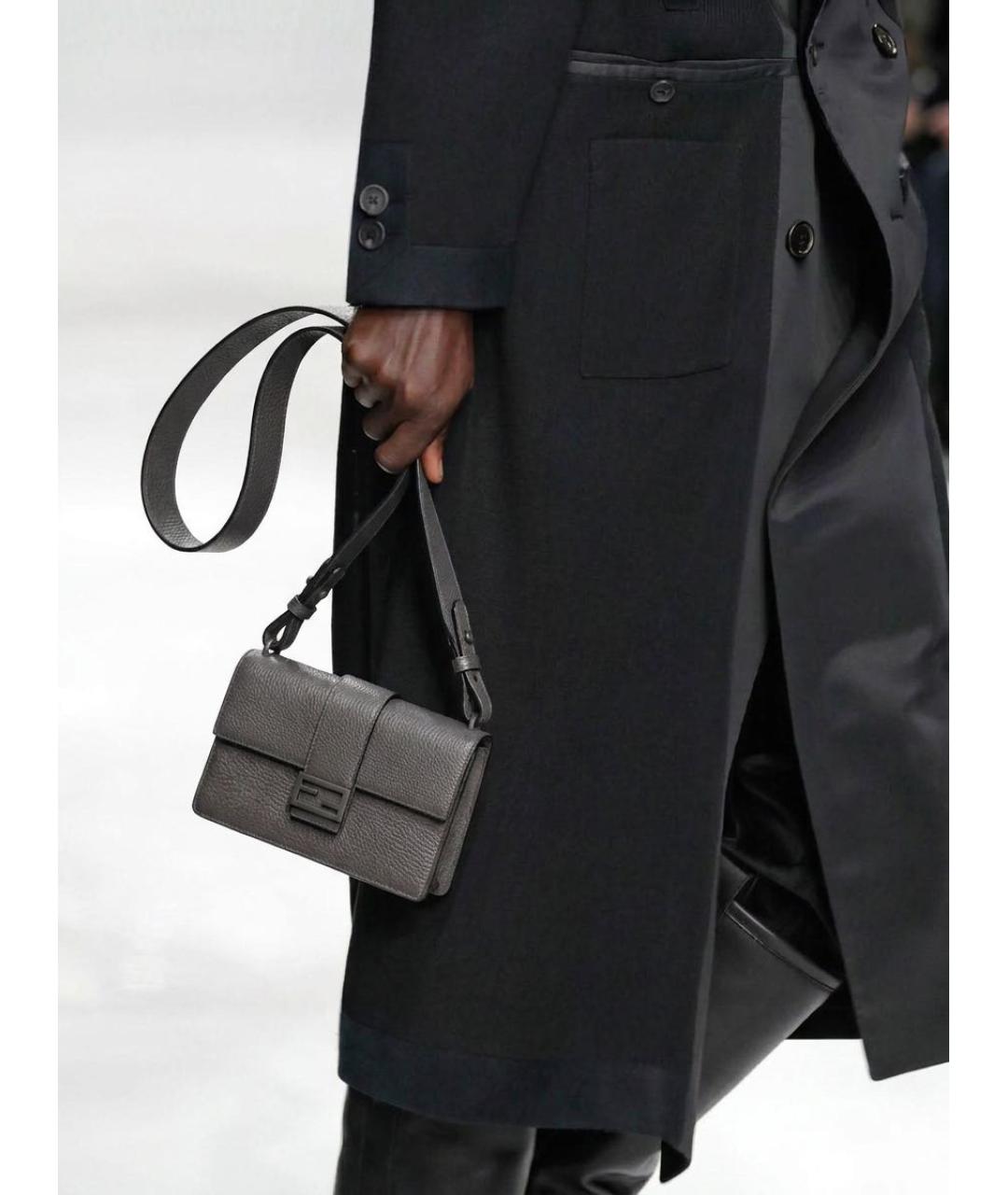 FENDI Антрацитовая кожаная поясная сумка, фото 2