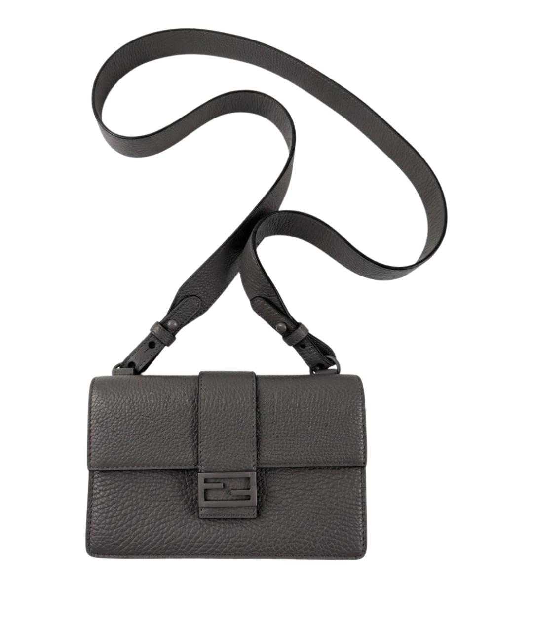 FENDI Антрацитовая кожаная поясная сумка, фото 1
