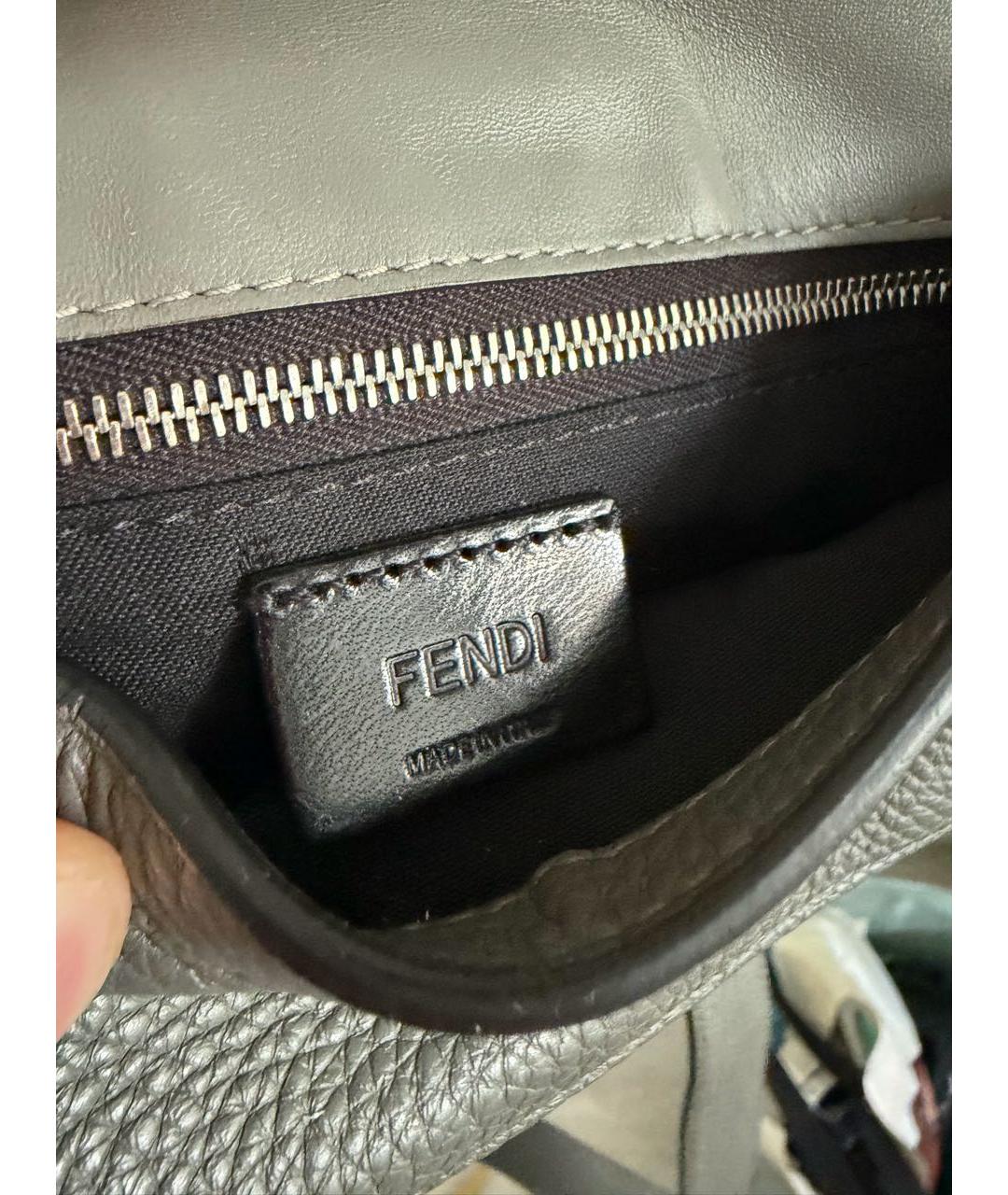 FENDI Антрацитовая кожаная поясная сумка, фото 8