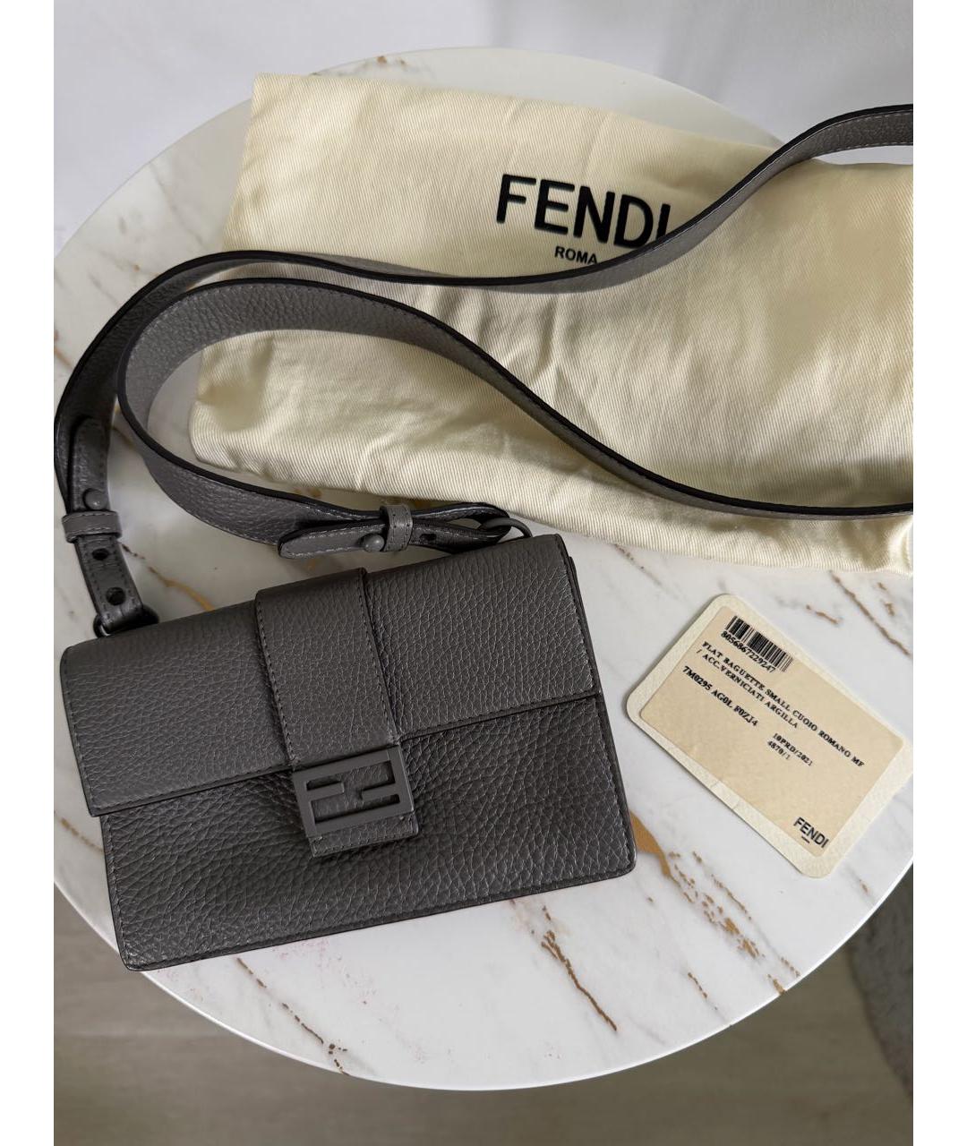 FENDI Антрацитовая кожаная поясная сумка, фото 7