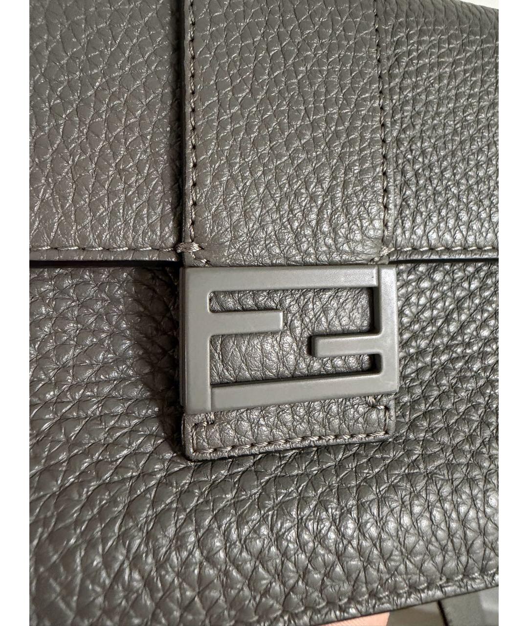FENDI Антрацитовая кожаная поясная сумка, фото 5