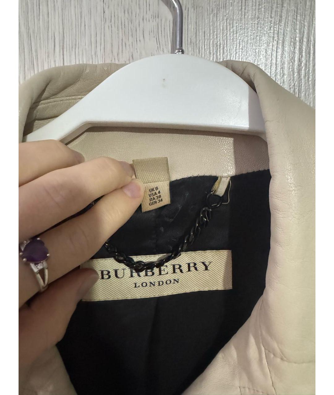 BURBERRY Бежевая кожаная куртка, фото 3