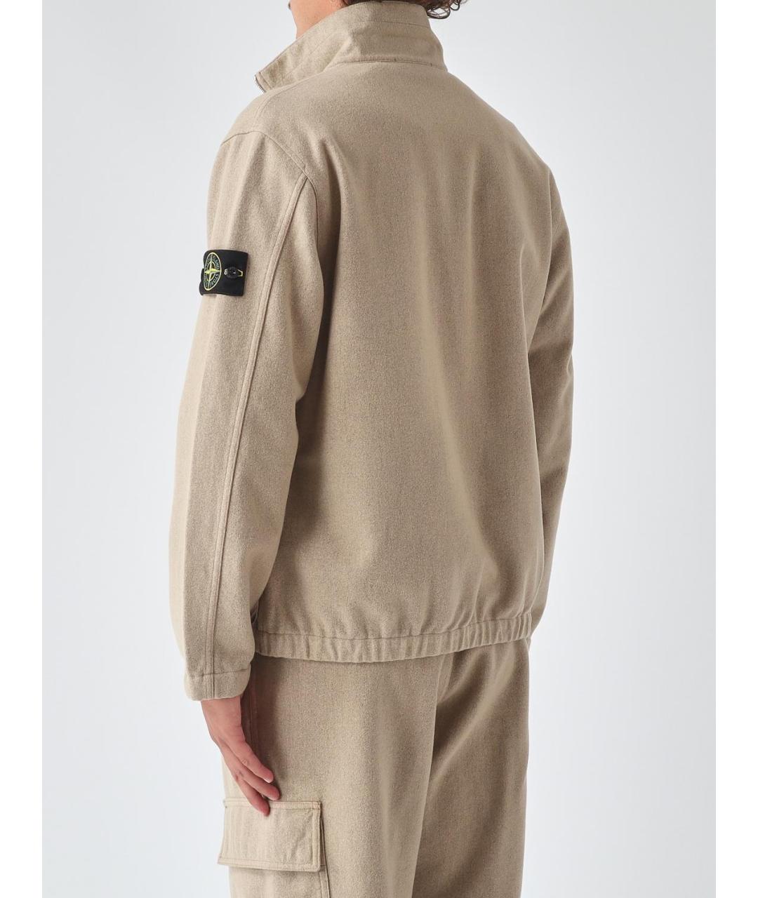 STONE ISLAND Бежевая шерстяная куртка, фото 2