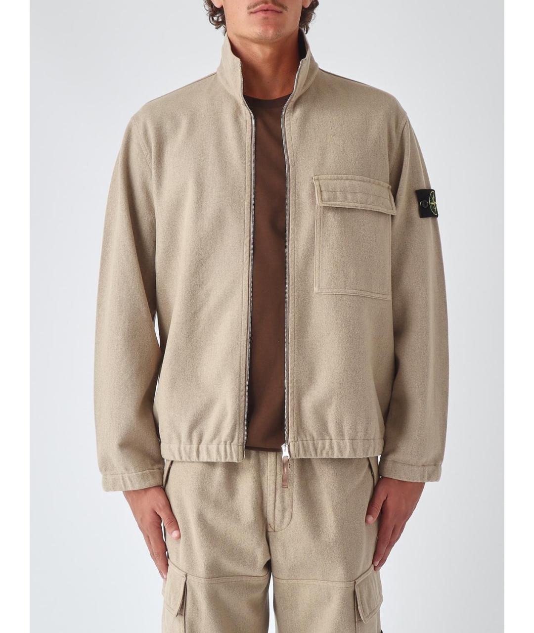 STONE ISLAND Бежевая шерстяная куртка, фото 5