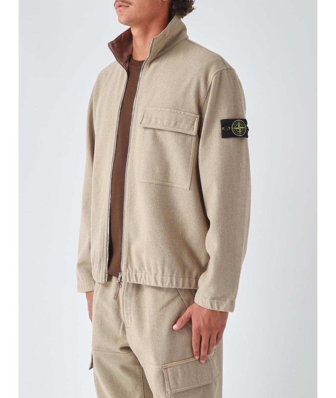 STONE ISLAND Бежевая шерстяная куртка, фото 3