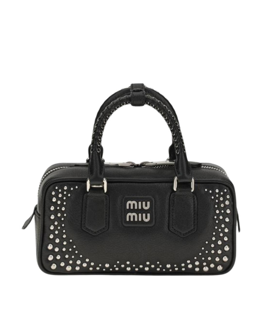 MIU MIU Черная кожаная сумка с короткими ручками, фото 1