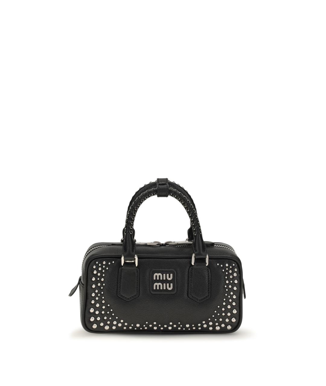 MIU MIU Черная кожаная сумка с короткими ручками, фото 5